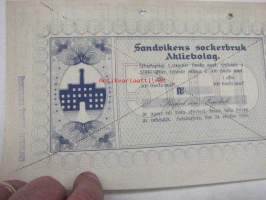 Sandvikens Sockerbruk Ab, Helsinki 1916, 500 mk -osakekirja
