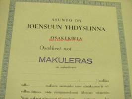 Joensuun Yhdyslinna, Helsinki 1948 -osakekirja