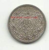 Saksa 1/2 Mark 1907 A   -  kolikko hopeaa
