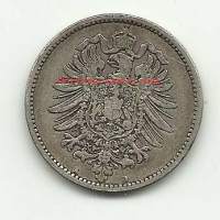 Saksa - 1 Mark 1887 A - kolikko hopeaa 0.900