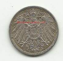 Saksa - 1 Mark 1915 J - kolikko hopeaa 0.900