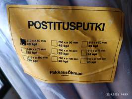 Postitusputki 510x50x1,5 mm, 50 kpl erä. Postitusputki soveltuu esimerkiksi kalentereiden ja julisteiden postitukseen tai kuljetukseen.