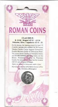 Claudius B 10 BC - AD - AD 54 Didrachm Silver  Cappadodia - raha jälkipainos