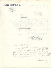 Vaasan Pukutehdas Oy Vaasa 1931 - firmalomake