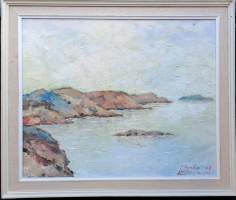 Lauri Merjanto, &quot;Hanko&quot;   sign   1967öljyvärimaalaus  n 50x60 m kehystetty