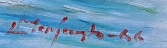 Lauri Merjanto, &quot;Viipurin purjeet&quot;   sign 1966   öljyvärimaalaus  n 50x60 m kehystetty
