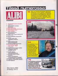 Alibi 2003 N:o 3.  Tero surmasi ja poltti kaksi miestä. Syyttäjä pantiin käsirautoihin. Kaikki viime vuoden lapsisurmat.