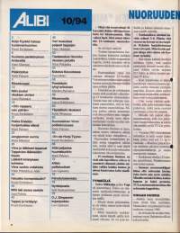 Alibi 1994 N:o 10. Olen tappanut - haluan sähkötuoliin. Kari on huumekuriiri. Haluatko konepistoolin? Olin vapaana vain päivän.