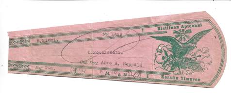 Ristiinan Apteekki  Kerstin Timgren -   resepti signatuuri  1937