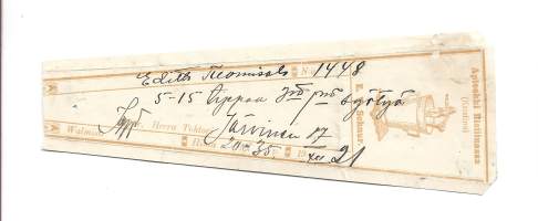 Apteekki E V Schnur Ristiinassa  , resepti  signatuuri  1935