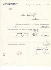 Stockmann Oy Ab Helsingfors 1931 firmalomake