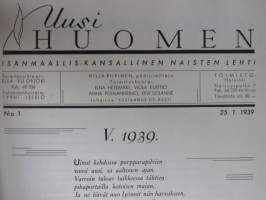 Uusi Huomen lehtiä vuodelta 1939