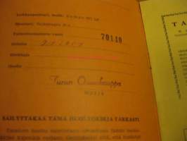 Sampo leikkuupuimuri 657 LP - takuu ja huoltokirja 1957