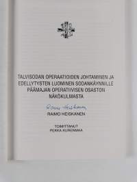 Talvisodan operaatioiden johtaminen ja edellytysten luominen sodankäynnille Päämajan operatiivisen osaston näkökulmasta (signeerattu)