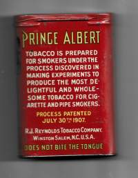 Prince Albert Crimp Cut pipe and cigarette tobacco  - tyhjä tupakka-aski tupakkarasia peltiä  8x11x2 cm