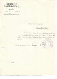 Taloudellinen Puolustusneuvosto Helsinki  1931- firmalomake