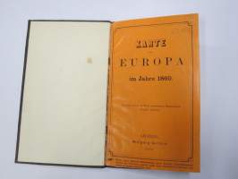 Karte von Europa im Jahre 1860 -Euroopan kartta, mukana tuolloisten &quot;regenttien&quot; eli hallitsijoiden luettelo
