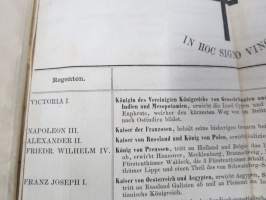 Karte von Europa im Jahre 1860 -Euroopan kartta, mukana tuolloisten &quot;regenttien&quot; eli hallitsijoiden luettelo