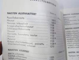 Tico syksy 1961 hinnasto - kuvitettu vaatehinnasto