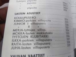 Tico syksy 1961 hinnasto - kuvitettu vaatehinnasto