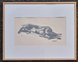 Viktor Kuusela &quot;Alaston &quot; litografia  sign 1961 15/33 - kehystetty 43x53 cm