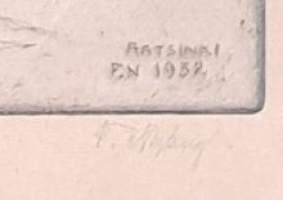 Frans Nyberg, Aatsinki  Kuolajärvi Skogskvarn  1932, etsaus 38x46cm