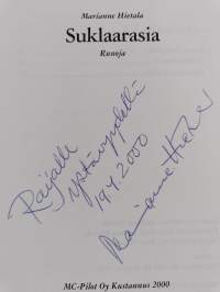 Suklaarasia : runoja (signeerattu, tekijän omiste)