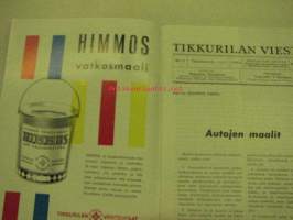 Tikkurilan Viesti 1963 nr 4 -asiakaslehti, sisältää asiapitoisia ammattiartikkeleita maalaus- suojaus- ja pinnoitustöistä ja materiaaleista