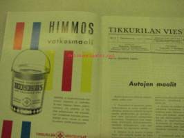 Tikkurilan Viesti 1963 nr 4 -asiakaslehti, sisältää asiapitoisia ammattiartikkeleita maalaus- suojaus- ja pinnoitustöistä ja materiaaleista