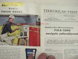 Tikkurilan Viesti 1965 nr 1 -asiakaslehti, sisältää asiapitoisia ammattiartikkeleita maalaus- suojaus- ja pinnoitustöistä ja materiaaleista