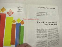 Tikkurilan Viesti 1966 nr 4 -asiakaslehti, sisältää asiapitoisia ammattiartikkeleita maalaus- suojaus- ja pinnoitustöistä ja materiaaleista