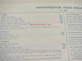 Postimaksut kotimaassa 1.1.1967 -hintajuliste