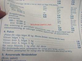 Postimaksut kotimaassa 1.1.1967 -hintajuliste
