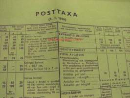 Postimaksut / Posttaxa 1.1.1966 -hintajuliste