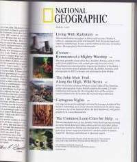 National Geographic  - April  1989. John Muir Trail. Radiation. Cartagena. Common Loons