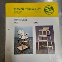 Syöttötuoli -esite, myyntiesite  huonekalu-esite