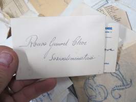 Gunnel Lehtinen-Cleven (&amp; Fredric Cleve) vastaanottamia kirjeitä, papereita - lippusia ja lappusia, isohko erä sukuhistoriaa pitkähköltä ajanjaksolta