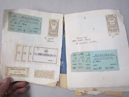 Koulutytön / nuoren neidin leikevihko / &quot;päiväkirja&quot;, johon liimattu pääsylippuja ym, paljon Talvisodan ajan asiaa, tekijä mahdollisesti kotoisin Mellilästä?