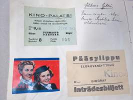 Koulutytön / nuoren neidin leikevihko / &quot;päiväkirja&quot;, johon liimattu pääsylippuja ym, paljon Talvisodan ajan asiaa, tekijä mahdollisesti kotoisin Mellilästä?