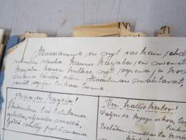 Koulutytön / nuoren neidin leikevihko / &quot;päiväkirja&quot;, johon liimattu pääsylippuja ym, paljon Talvisodan ajan asiaa, tekijä mahdollisesti kotoisin Mellilästä?