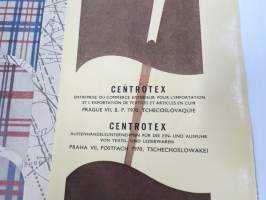 Centrotex - Tsekkoslovakialaisen tekstiiliteollisuuden kangaskuosien esittelykirja v. 1956