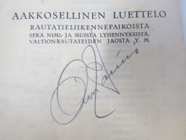Aakkosellinen luettelo Rautatieliikennepaikoista 1942 sekä nimi- ja muista lyhennyksistä, valtionrautateiden jaosta y.m. -erinomainen apu esim. vanhojen...