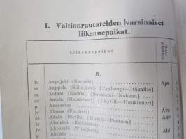 Aakkosellinen luettelo Rautatieliikennepaikoista 1942 sekä nimi- ja muista lyhennyksistä, valtionrautateiden jaosta y.m. -erinomainen apu esim. vanhojen...