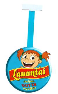 Lauantai,  paljon uutta hyvää - myymäläsomiste muovia halk 12 cm