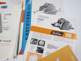 Gestetner 200, 201, 360, 390 monistuskonemallien esitteitä ym.