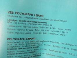 VEB Polygraph Buchbindereimaschinen / Bookbinding machines / Machines de reliure - DDR-valmisteiset kirjansidontakoneet -tuoteluettelo