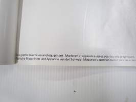 Swiss Graphic Machines / Graphische Maschinen und apparate aus der Schweitz - sveitsiläisvalmisteiset kirjapainokoneet -tuoteluettelo