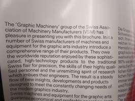 Swiss Graphic Machines / Graphische Maschinen und apparate aus der Schweitz - sveitsiläisvalmisteiset kirjapainokoneet -tuoteluettelo