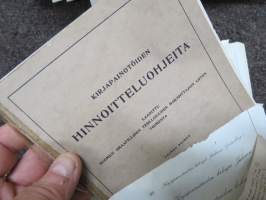 Kirjapainotarvikkeiden, -koneiden yms. esitteitä ja luetteloita isohko erä kerralla, 20 cm nippu