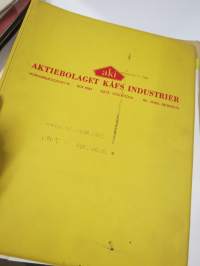 Lukko- ja lukitusalan tuoteluetteloita, tehtaiden ja maahantuojien kirjeitä yms. erä kansioissa, mm. Abloy, Boda, Börkey
